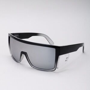 Oversized Shield Sunglasses in Black and Gray